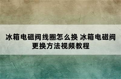 冰箱电磁阀线圈怎么换 冰箱电磁阀更换方法视频教程